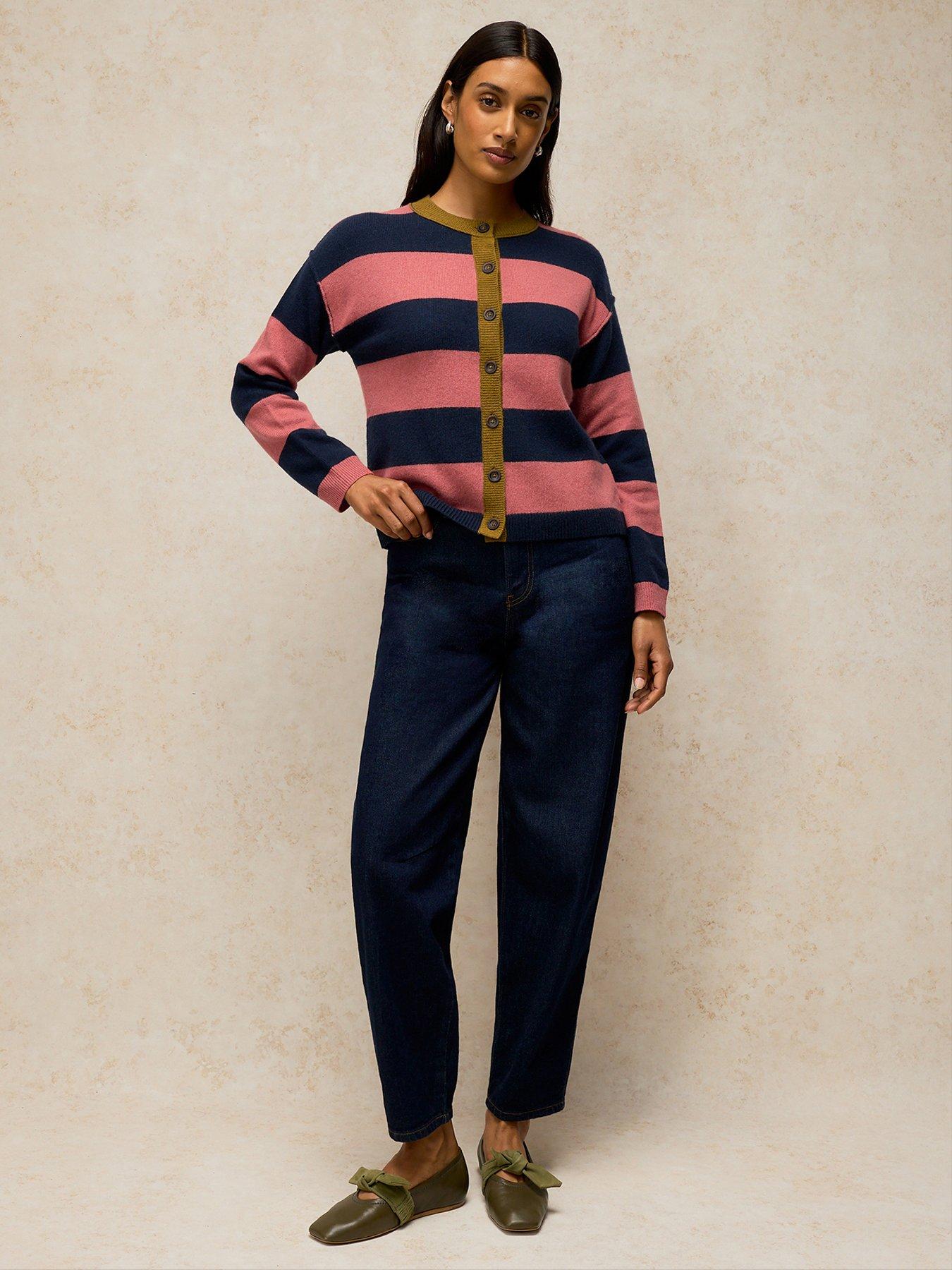 Image 3 of 5 of White Stuff Womens Sansa Colourblock Button-Through Cardigan - Pink