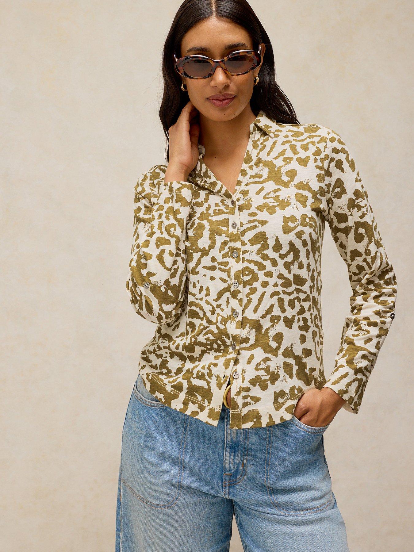 Image 1 of 6 of White Stuff Annie Jersey Shirt - Green