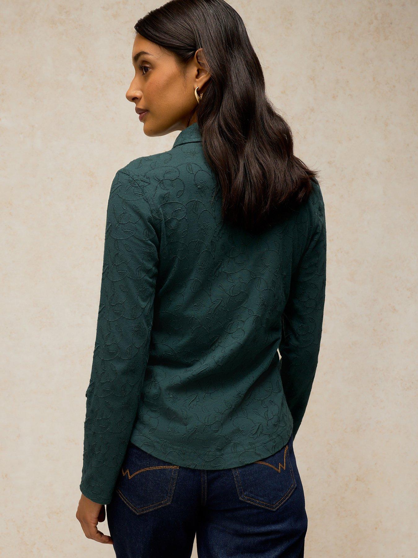 Image 2 of 5 of White Stuff Annie Embroidered Shirt - Green