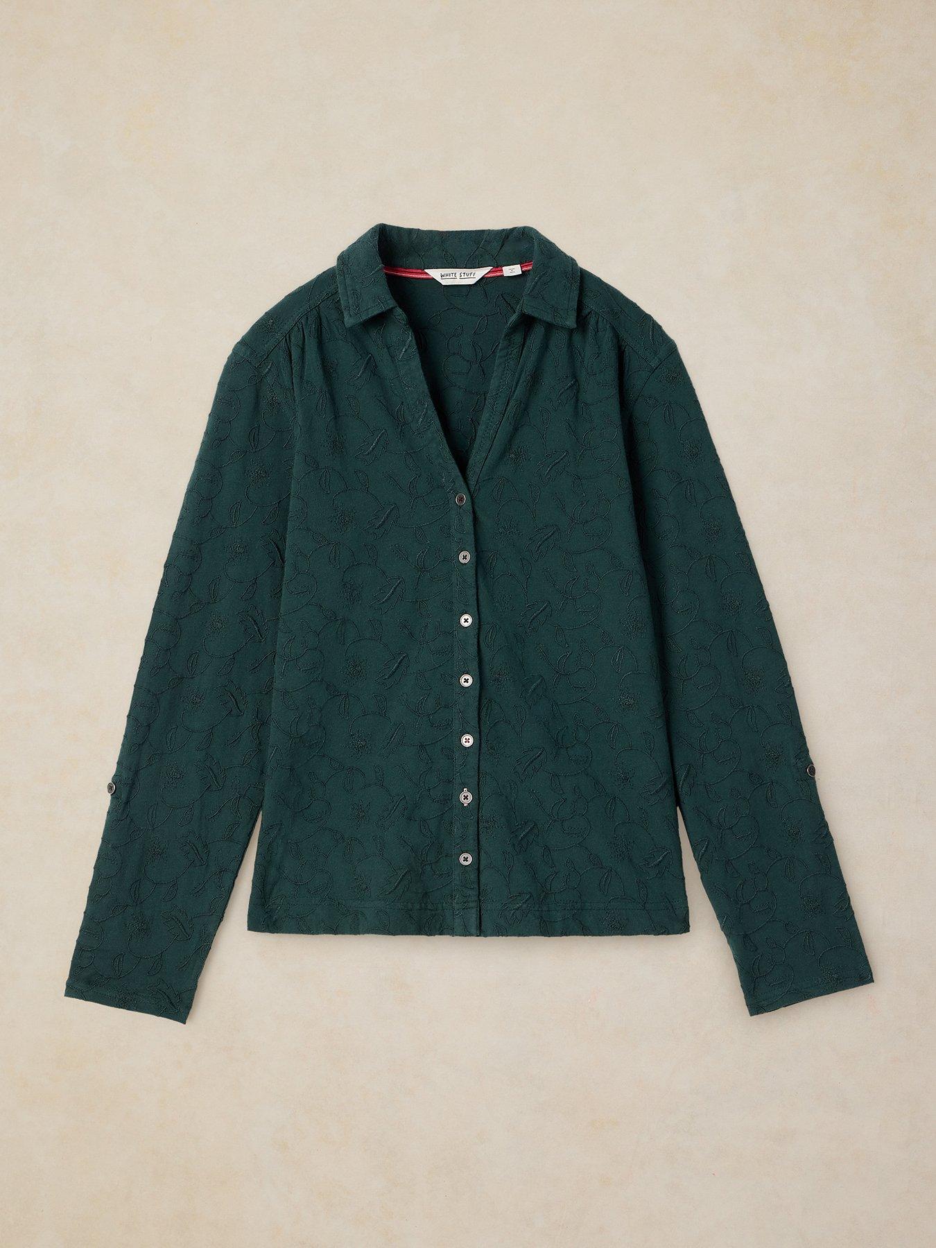 Image 5 of 5 of White Stuff Annie Embroidered Shirt - Green