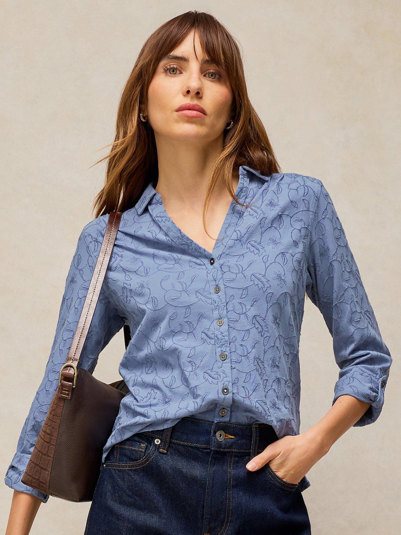 White Stuff Annie Embroidered Shirt - Blue