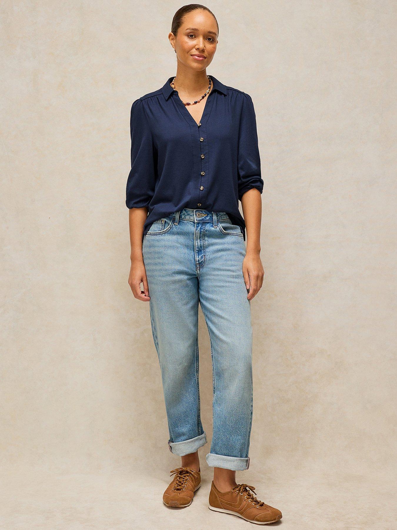 Image 3 of 5 of White Stuff Ronley Collared Long Sleeve Shirt - Blue