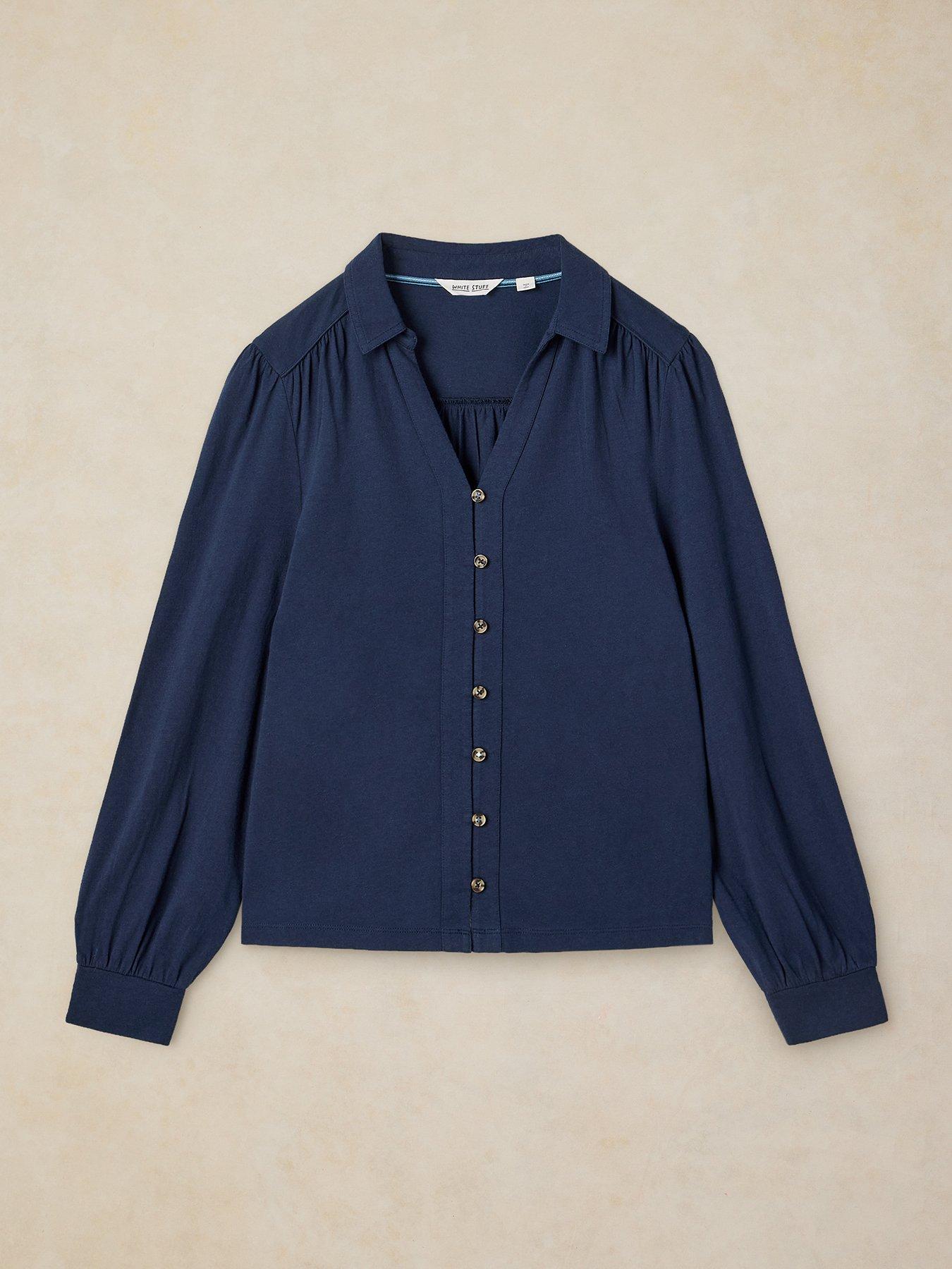 Image 5 of 5 of White Stuff Ronley Collared Long Sleeve Shirt - Blue