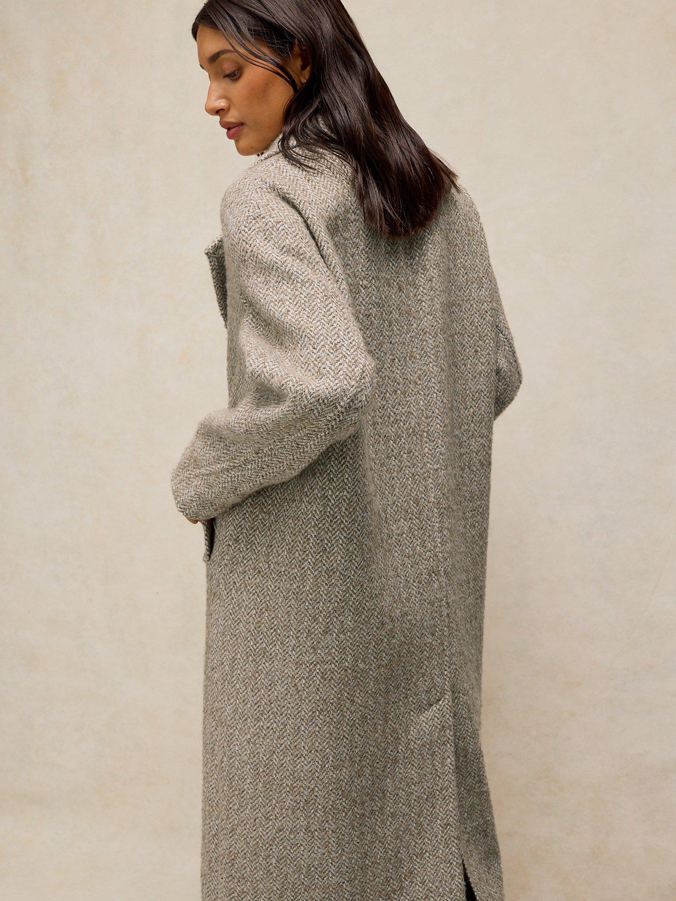 Image 2 of 6 of White Stuff Womens Camilla Longline Double-Breasted Textured Coat - Cream