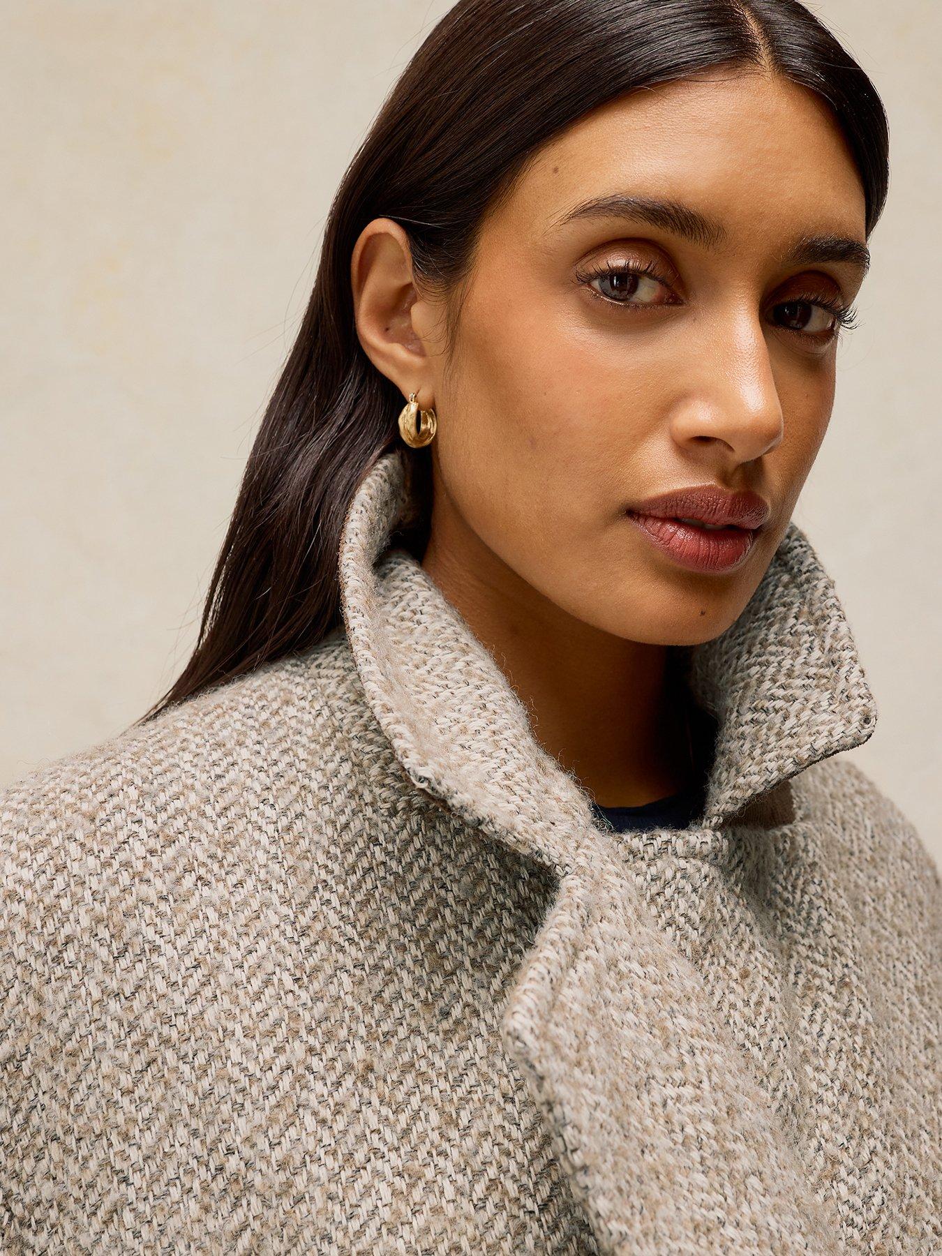 Image 4 of 6 of White Stuff Womens Camilla Longline Double-Breasted Textured Coat - Cream