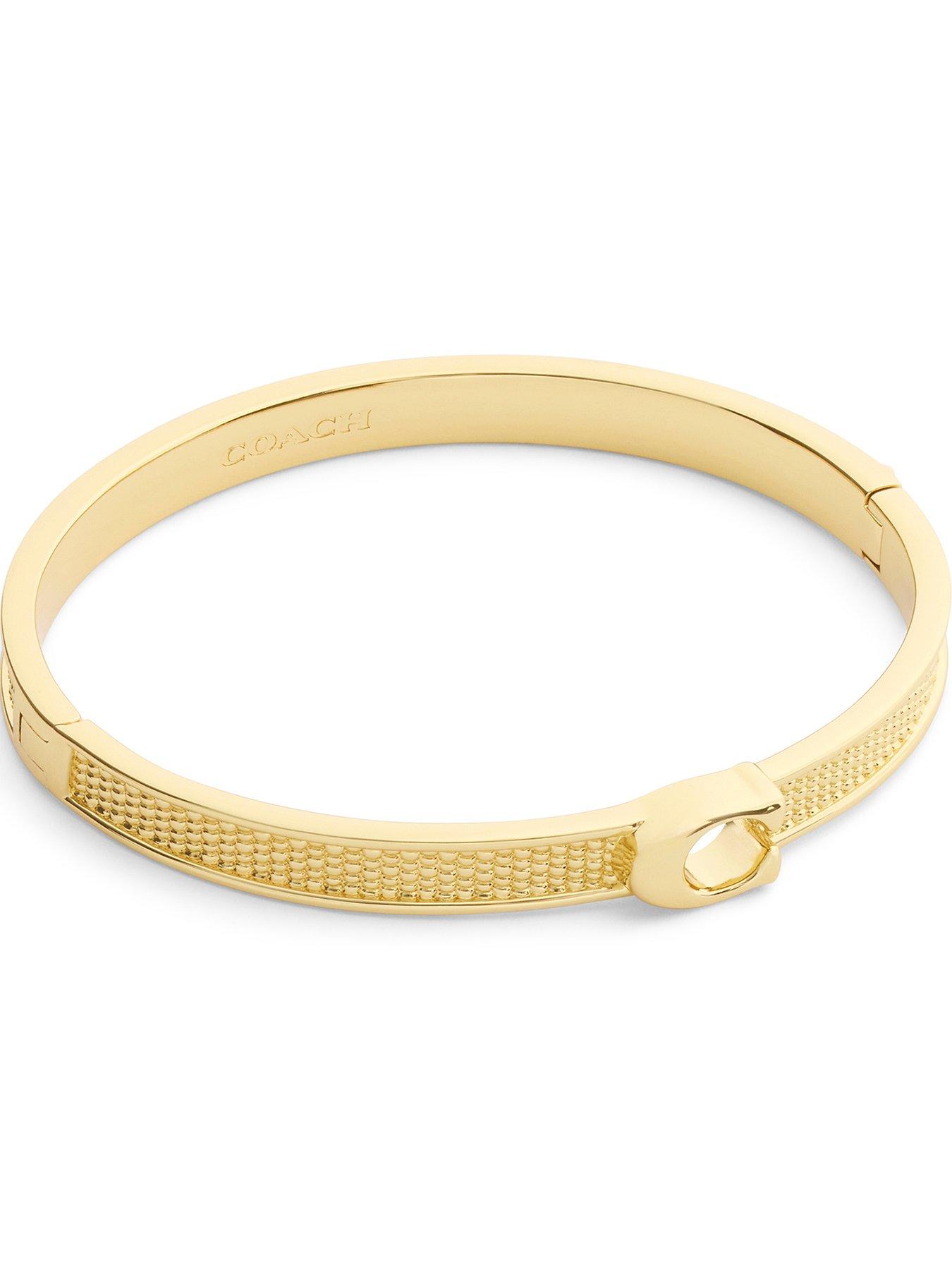 Image 2 of 3 of COACH Textured Coach Hinged Bangle - Gold