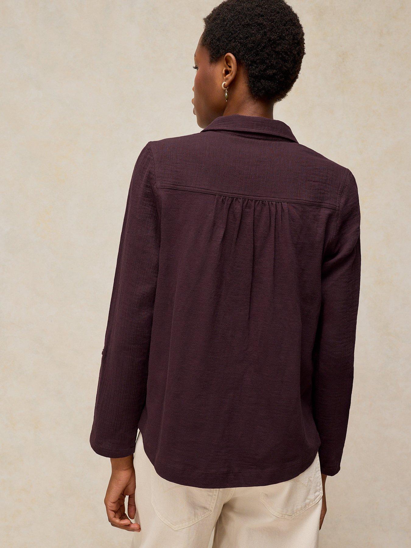 Image 2 of 5 of White Stuff Annie Double Cloth Button-Through Shirt - Brown