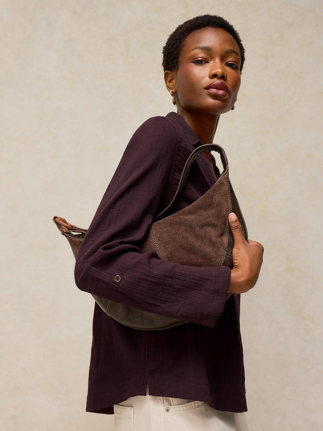 Image 4 of 5 of White Stuff Annie Double Cloth Button-Through Shirt - Brown