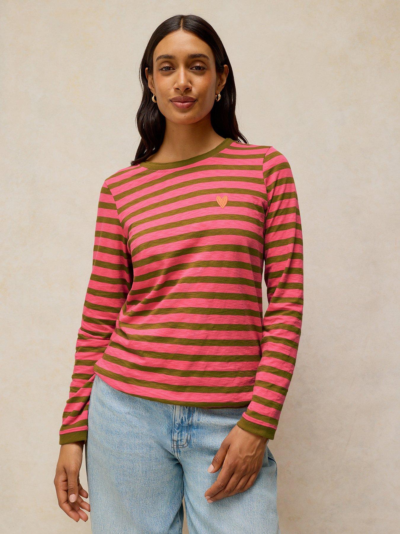 White Stuff Clara Stripe Embroidered Tee