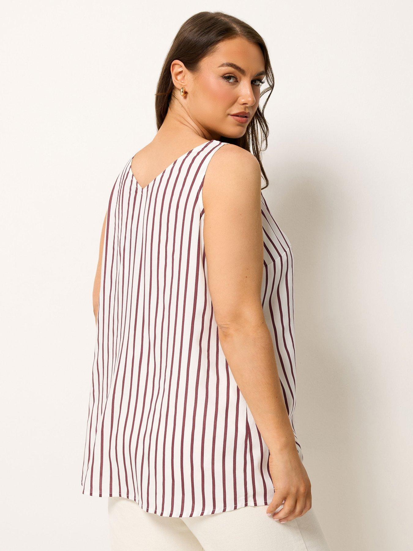 Image 2 of 4 of Yours Curve Stripe Scallop Cami - Purple