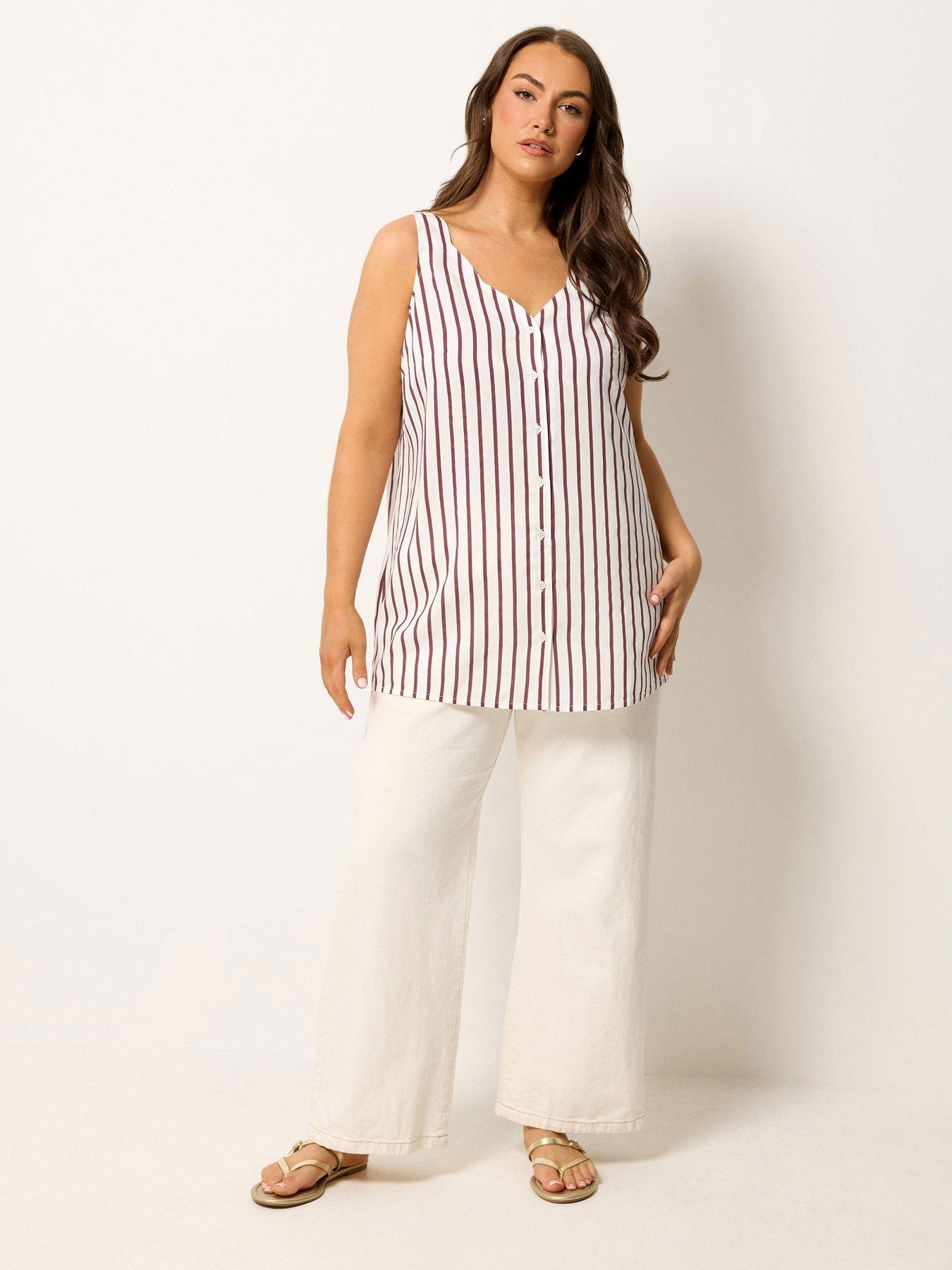 Image 3 of 4 of Yours Curve Stripe Scallop Cami - Purple