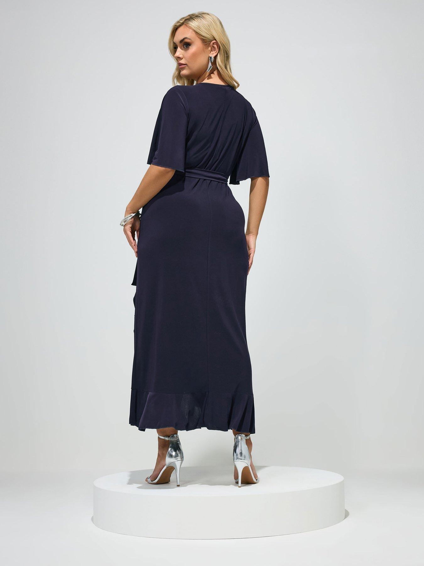 Image 2 of 4 of Yours Curve Ruffle Hem Wrap Dress - Blue