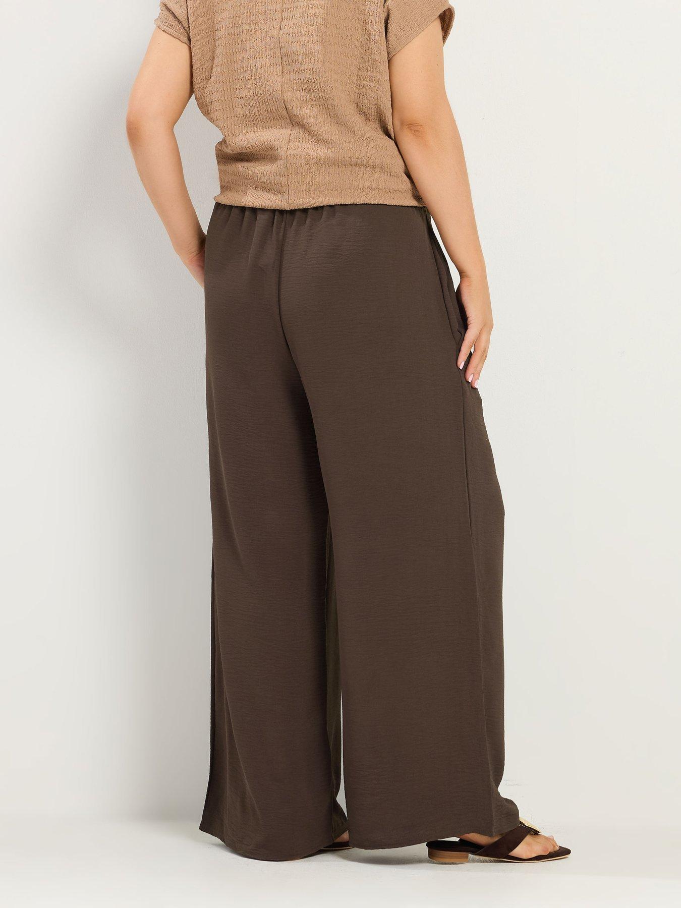Image 2 of 4 of Yours Curve Washed Twill Wide Leg Short - Brown