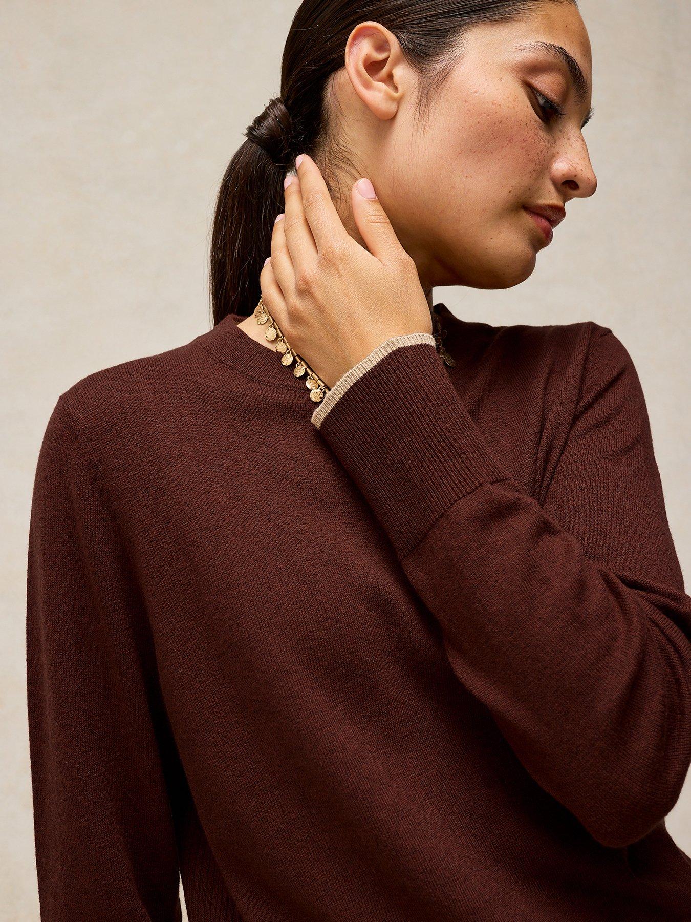 Image 4 of 6 of White Stuff Katie Crew Neck Jumper - Brown