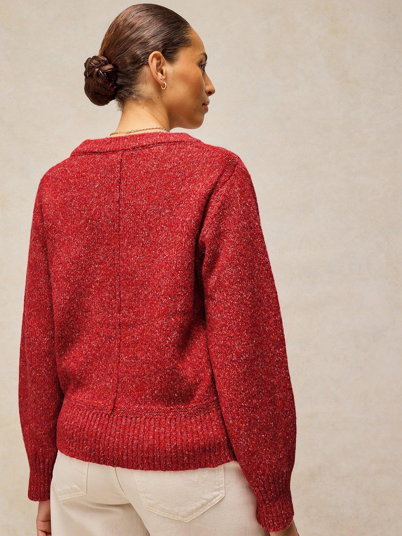 Image 2 of 5 of White Stuff Womens Lucie Crew Neck Ribbed Hem Jumper - Bright Red