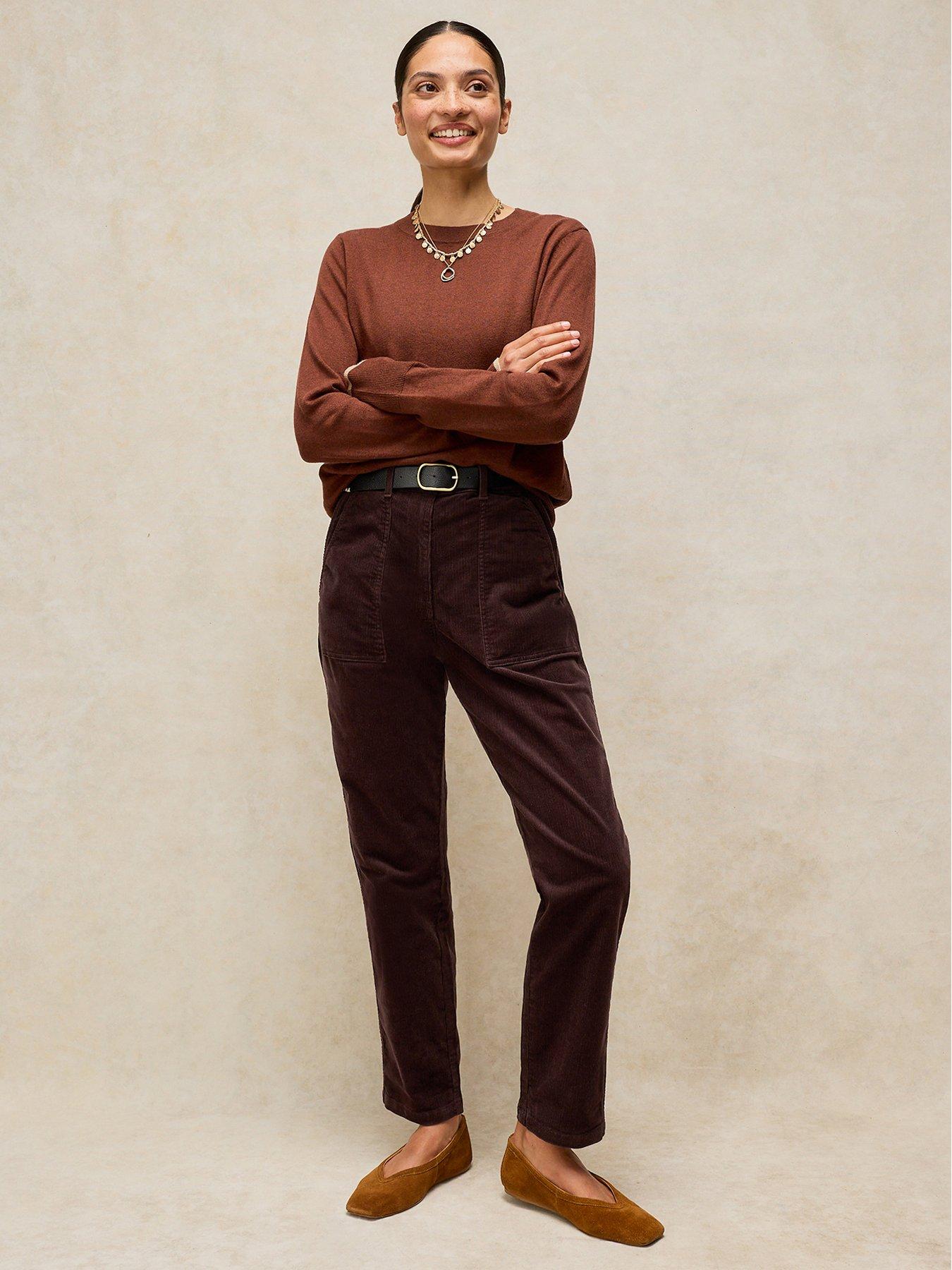 Image 3 of 5 of White Stuff Womens Twister High Rise Utility Pocket Cord Trousers - Brown