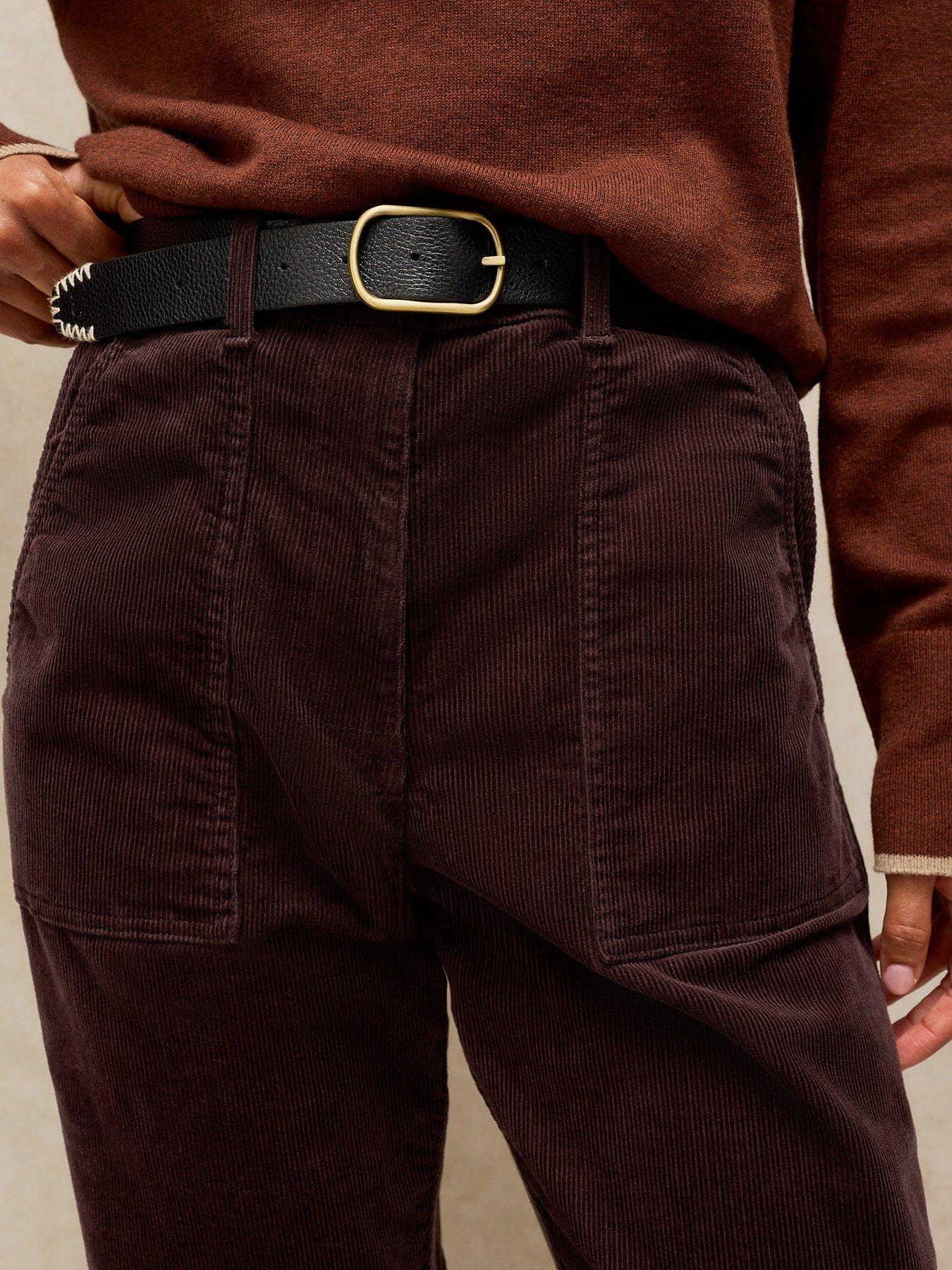 Image 4 of 5 of White Stuff Womens Twister High Rise Utility Pocket Cord Trousers - Brown