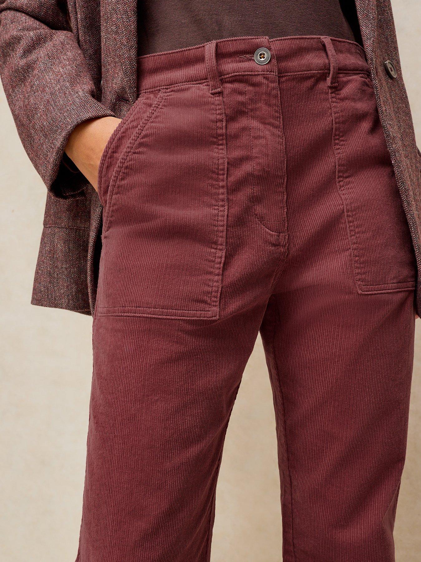 Image 4 of 5 of White Stuff Twister Cord Straight Leg Trousers - Red