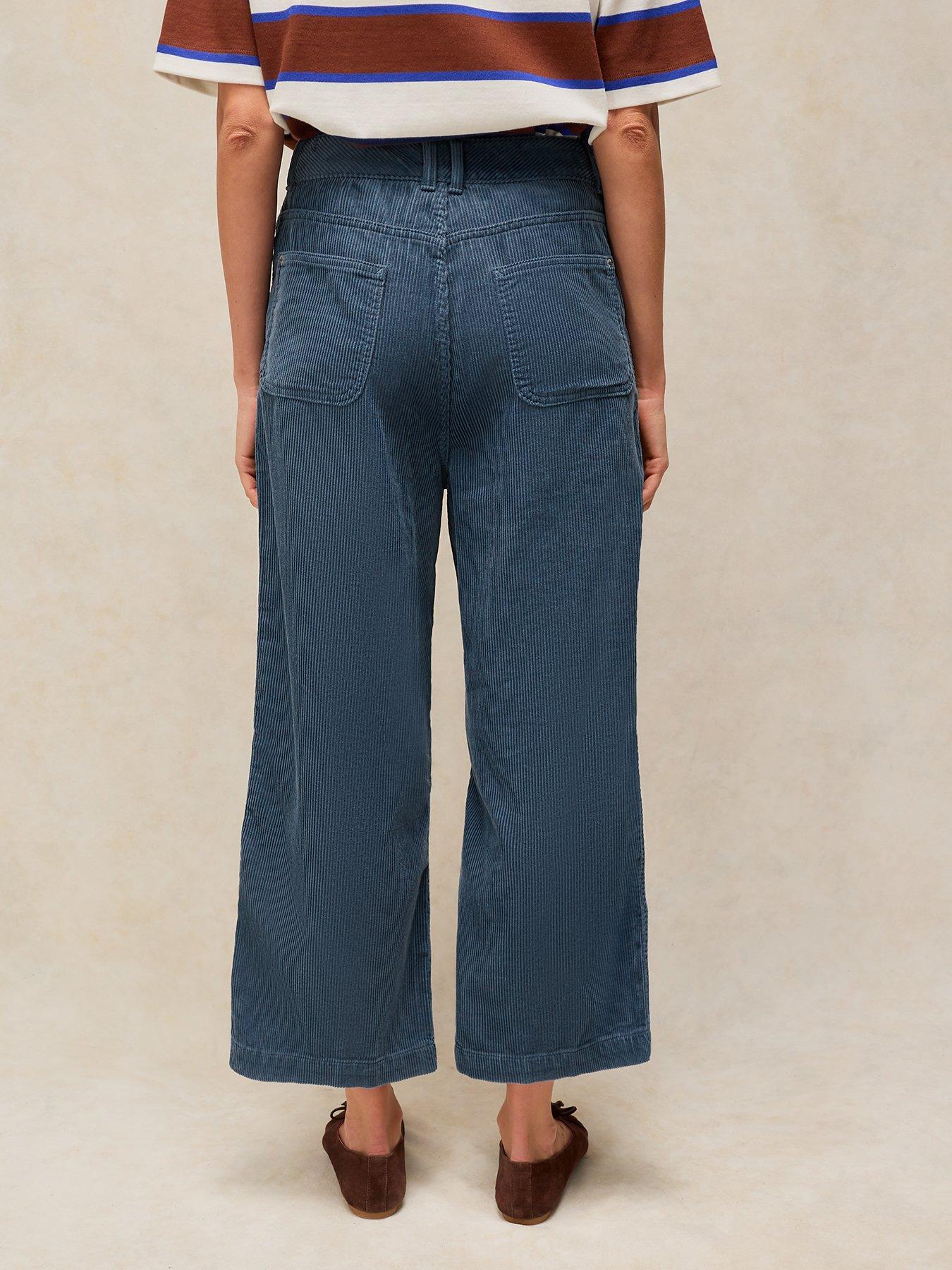 Image 2 of 5 of White Stuff Womens Tia Cord Wide Leg Crop Trousers - Blue