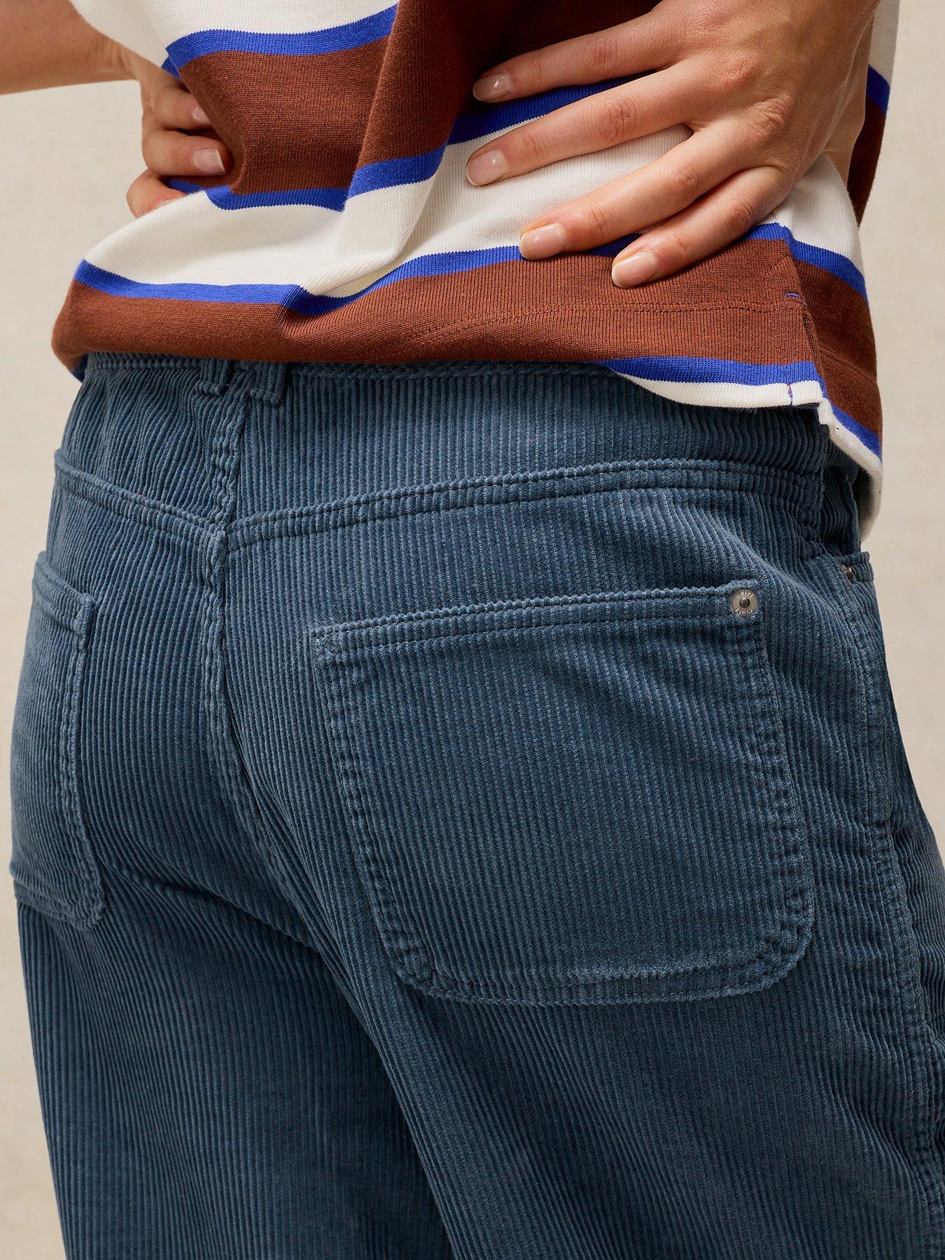 Image 4 of 5 of White Stuff Womens Tia Cord Wide Leg Crop Trousers - Blue