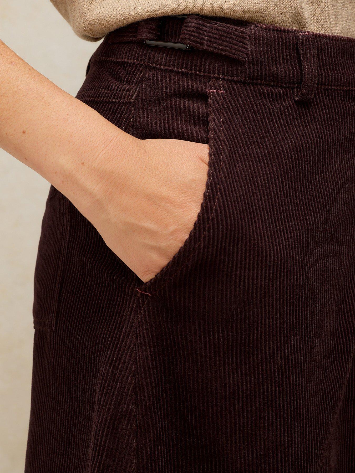 Image 1 of 1 of White Stuff Womens Albie Cord Belted Midi Skirt - Brown