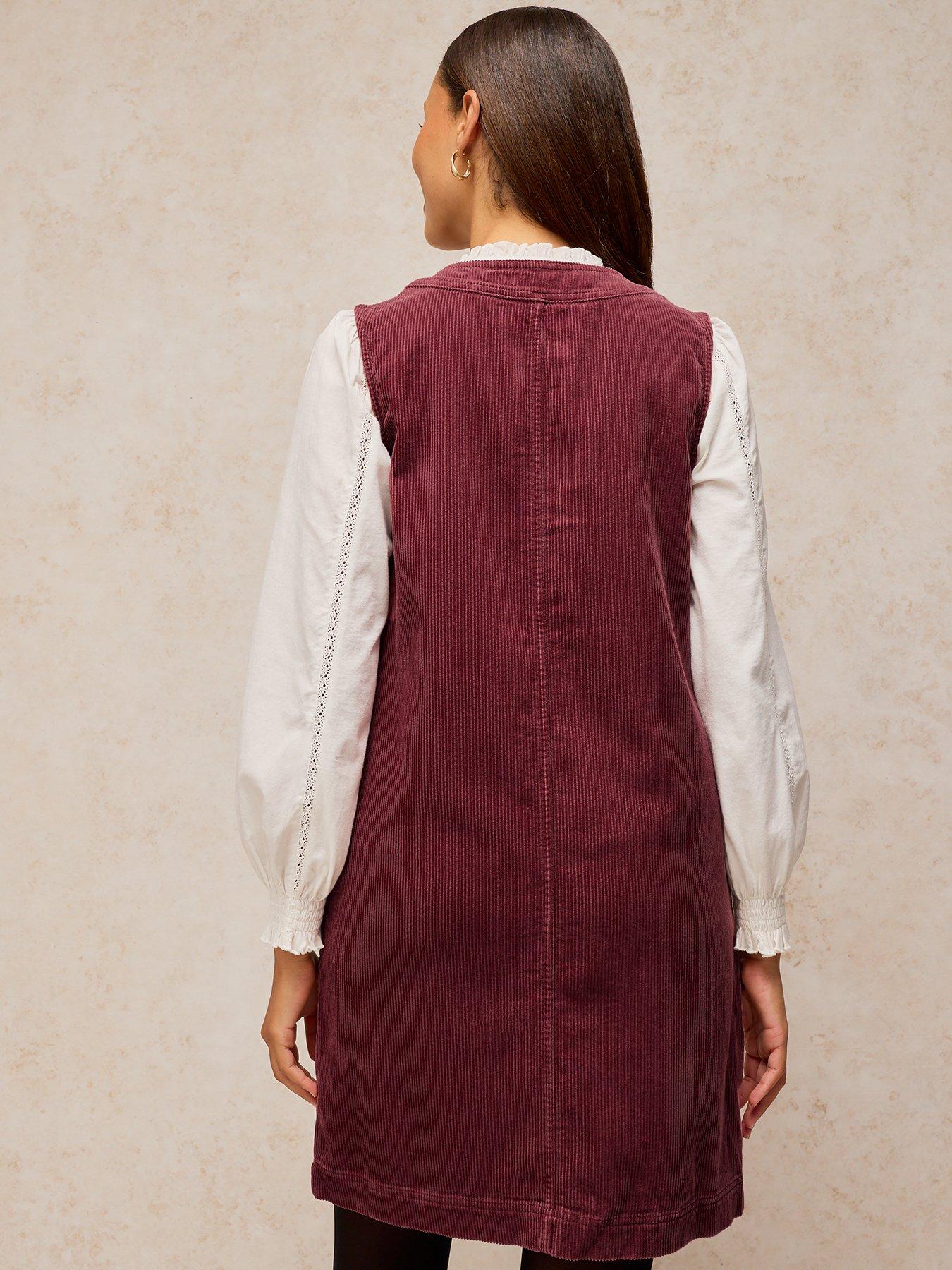Image 2 of 5 of White Stuff Womens Millie Cord Button-Through Shift Dress - Pink