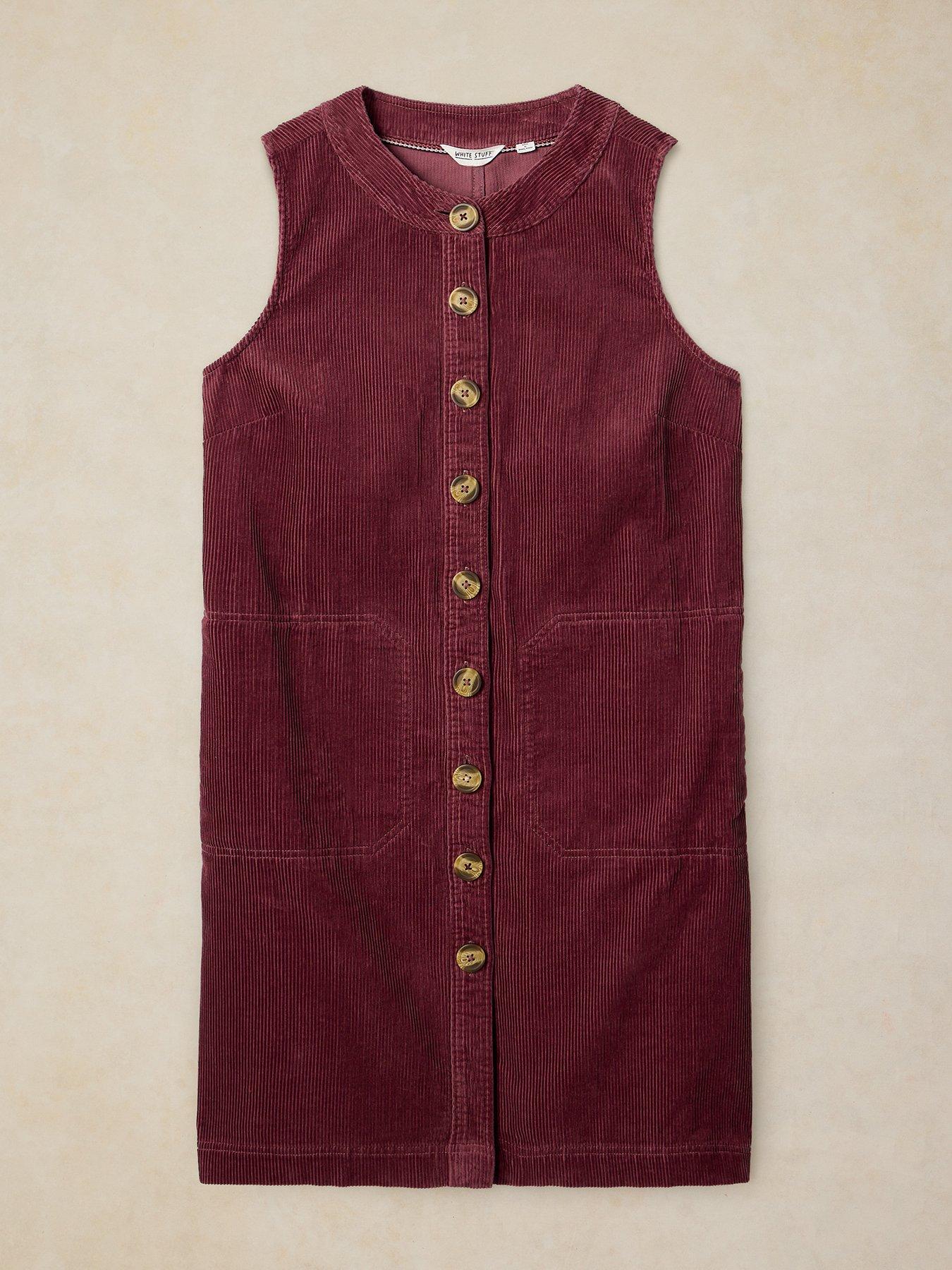 Image 5 of 5 of White Stuff Womens Millie Cord Button-Through Shift Dress - Pink