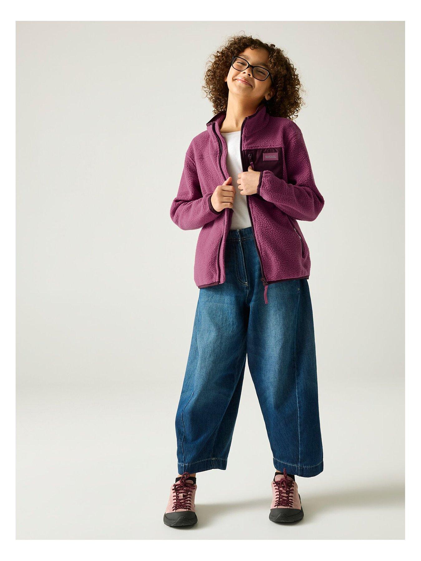 Image 3 of 7 of Regatta Girls Frankie Borg Fleece Full Zip Jacket - Violet/Fig