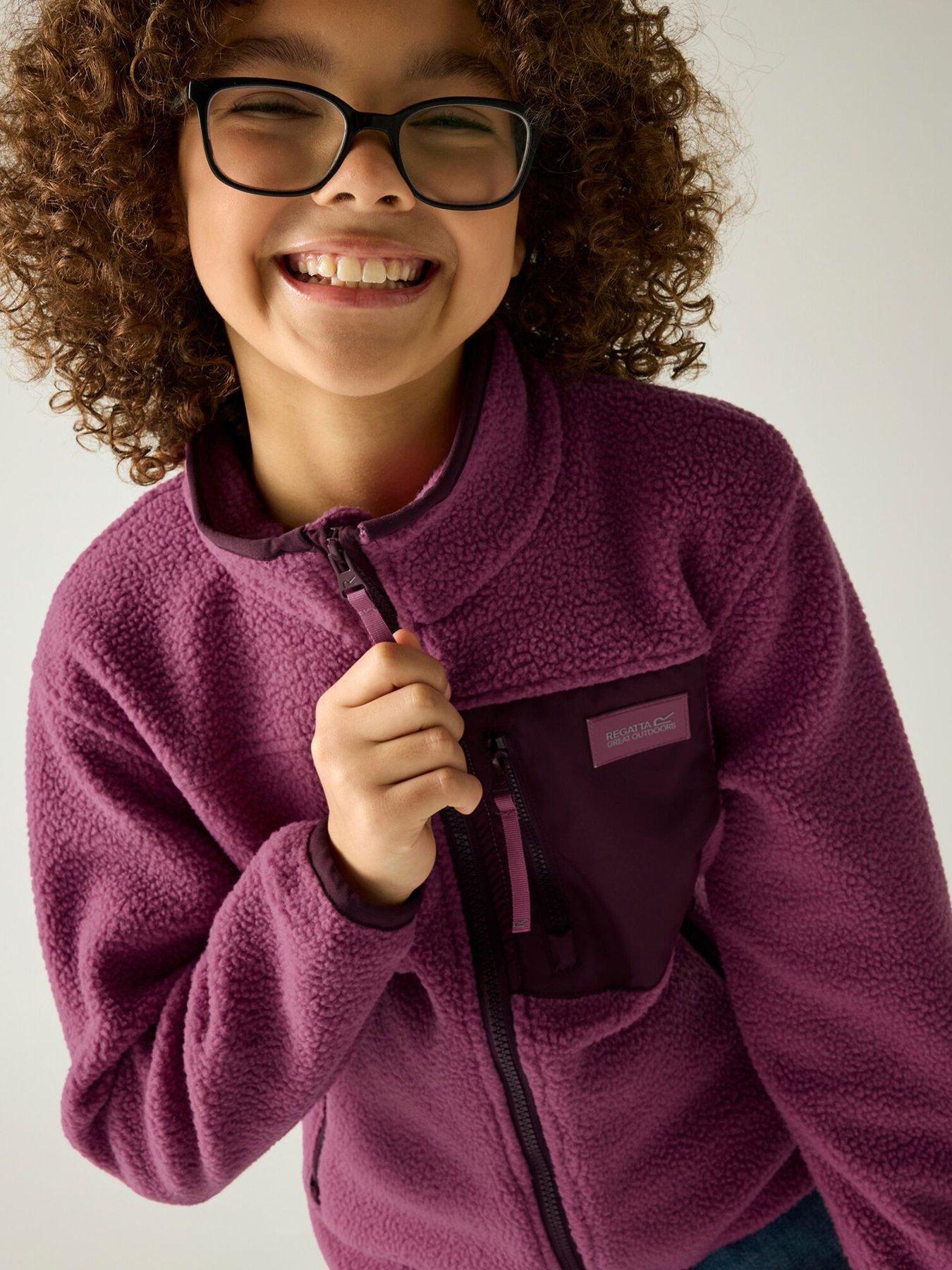 Image 4 of 7 of Regatta Girls Frankie Borg Fleece Full Zip Jacket - Violet/Fig