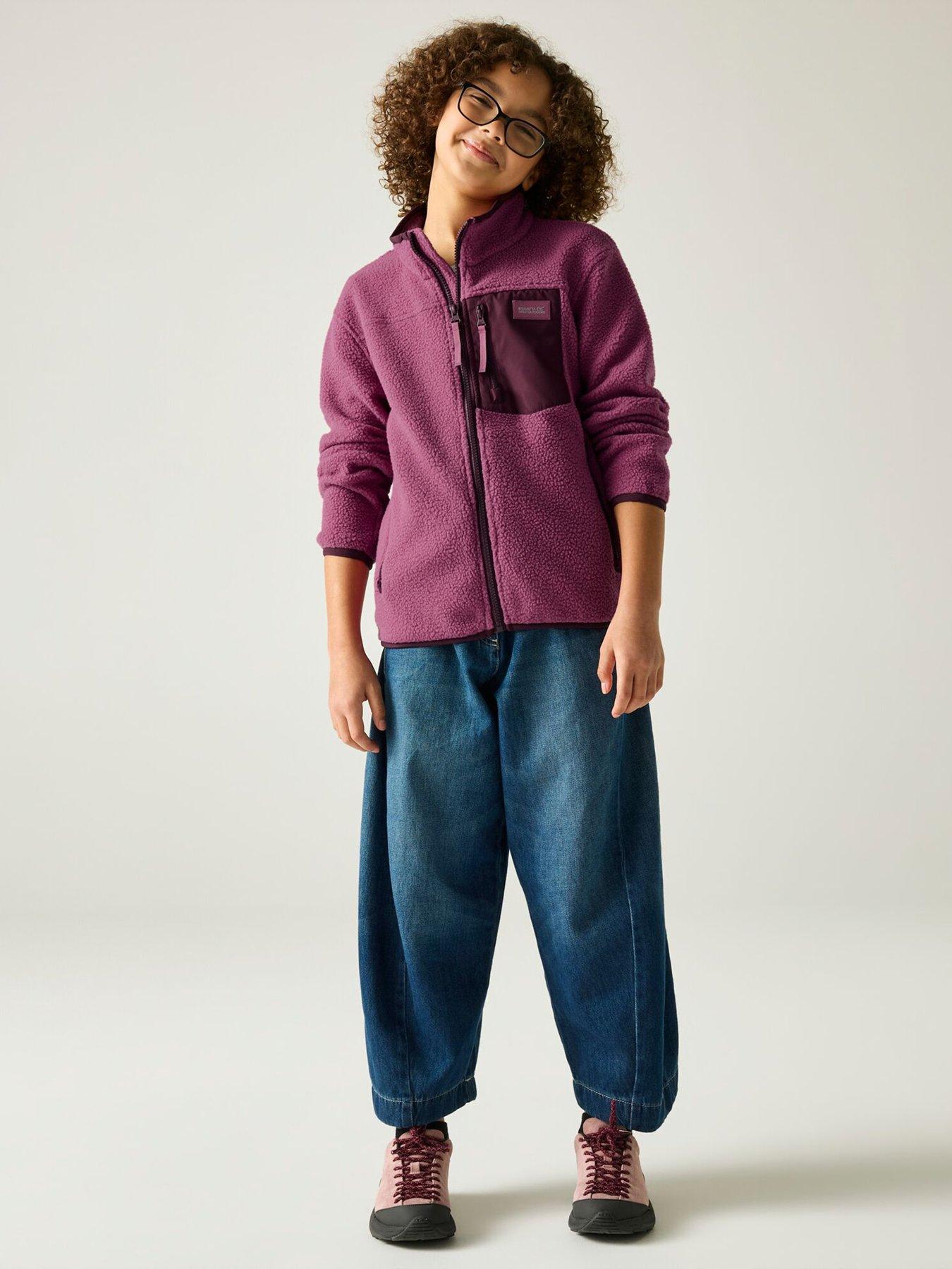 Image 5 of 7 of Regatta Girls Frankie Borg Fleece Full Zip Jacket - Violet/Fig
