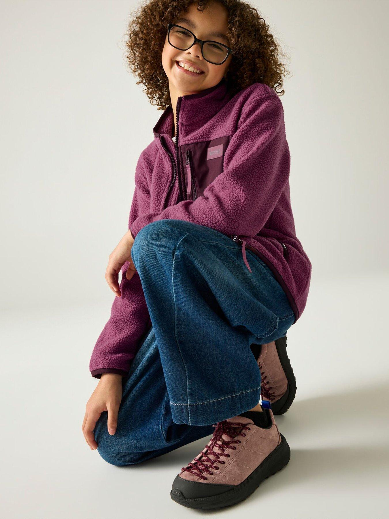Image 6 of 7 of Regatta Girls Frankie Borg Fleece Full Zip Jacket - Violet/Fig