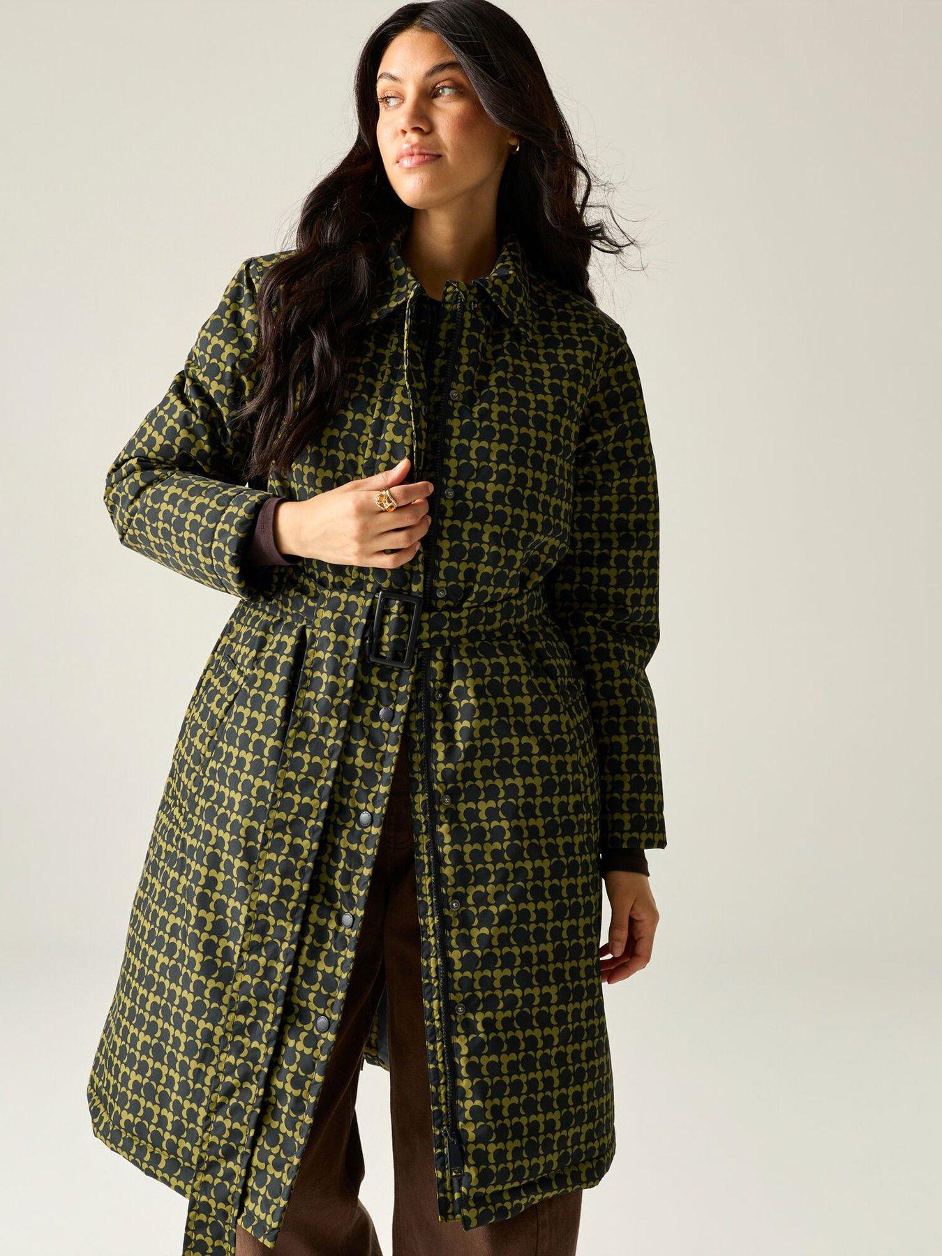 Regatta (10, Eclipse Black/Olive) Womens Orla Kiely Belted Waterproof Jacket - Image 6