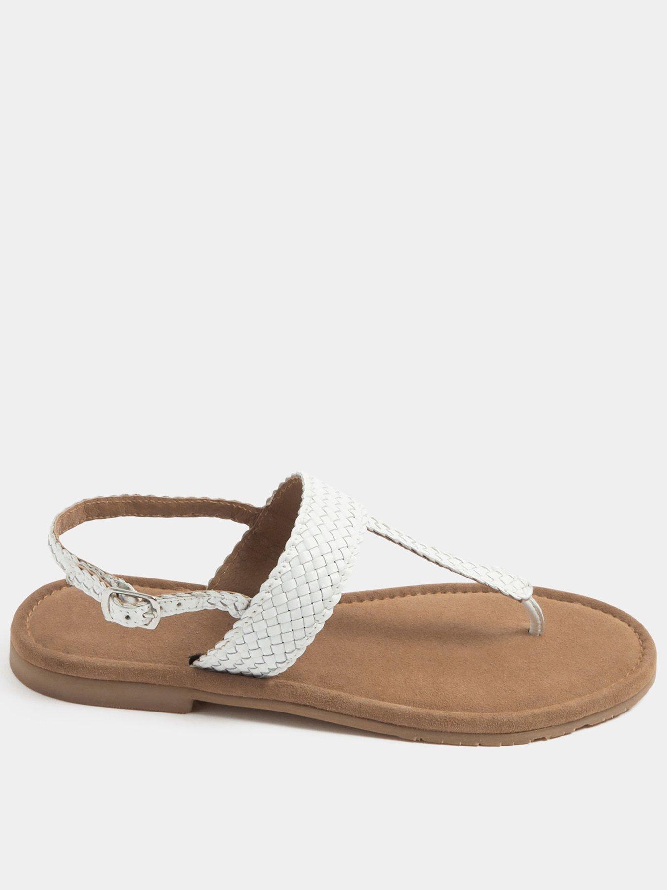 Yours Woven Toe Post Sandals In Extra EEE Wide Fit - White