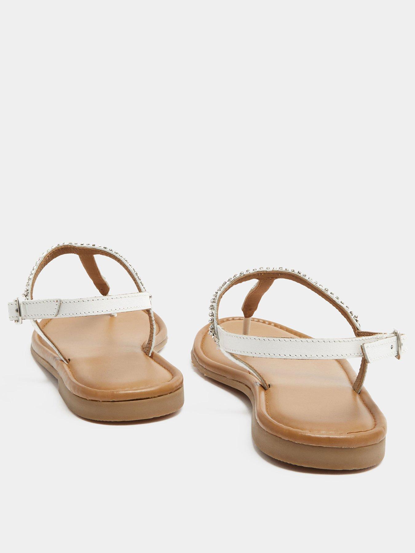 Image 2 of 4 of Yours Diamante Toe Post Sandals In Extra EEE Wide Fit - White