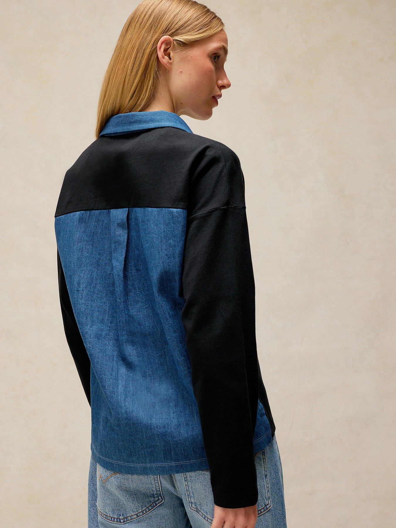 Image 2 of 6 of White Stuff Denim Mix Rugby Top - Blue