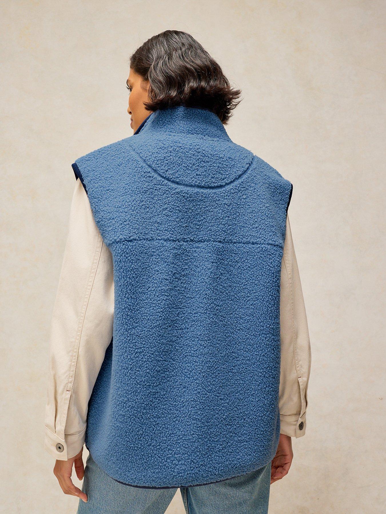 Image 2 of 5 of White Stuff Womens Borg Zip-Through Stand Collar Gilet - Mid Blue