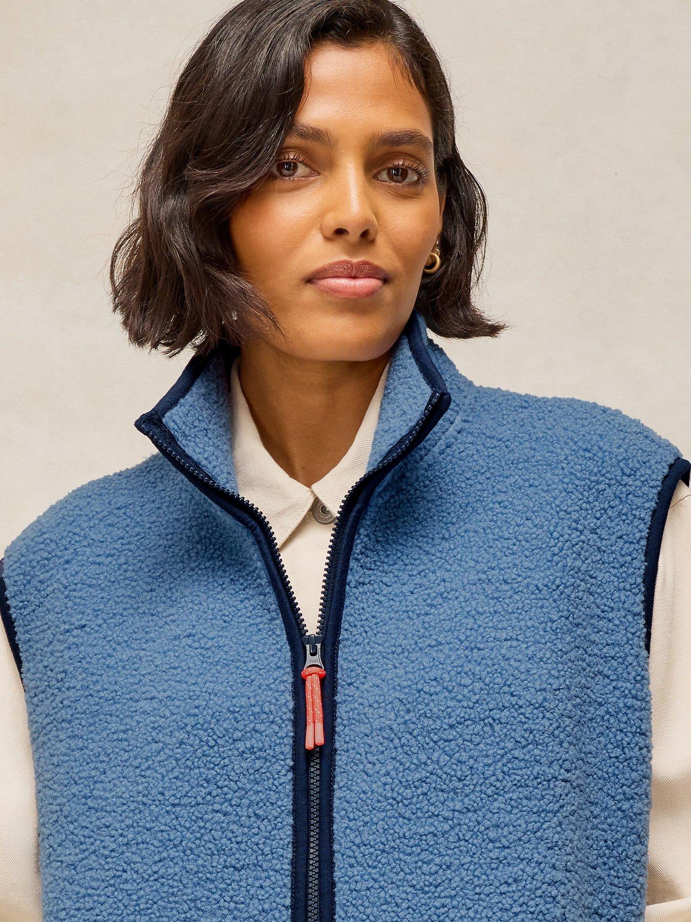 Image 4 of 5 of White Stuff Womens Borg Zip-Through Stand Collar Gilet - Mid Blue