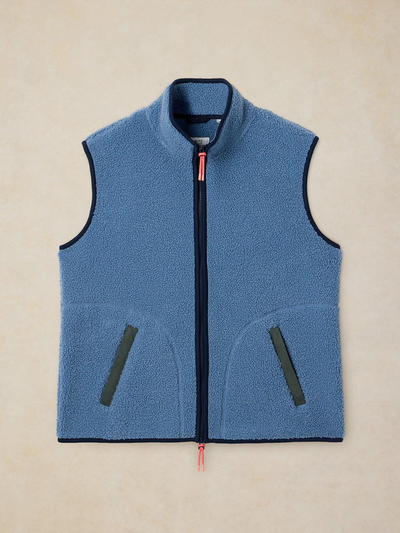 Image 5 of 5 of White Stuff Womens Borg Zip-Through Stand Collar Gilet - Mid Blue