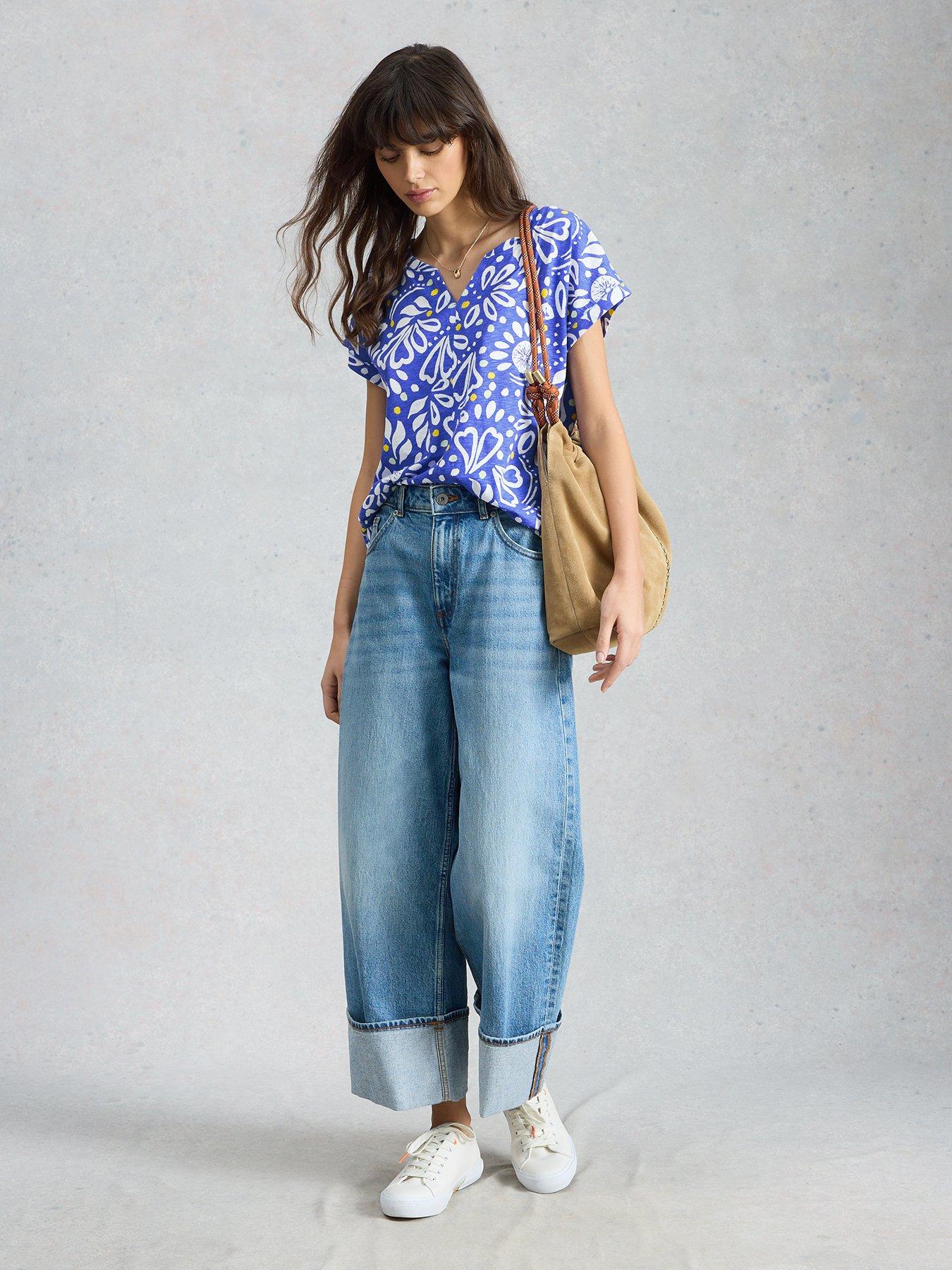 Image 3 of 6 of White Stuff Nelly Notch Neck Tee - Blue