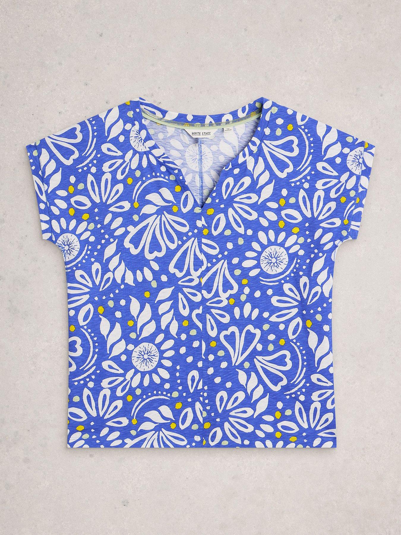 Image 5 of 6 of White Stuff Nelly Notch Neck Tee - Blue