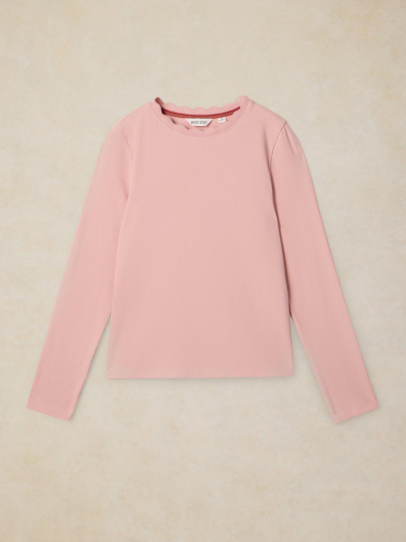Image 5 of 6 of White Stuff Aida Scallop Long Sleeve Top - Pink