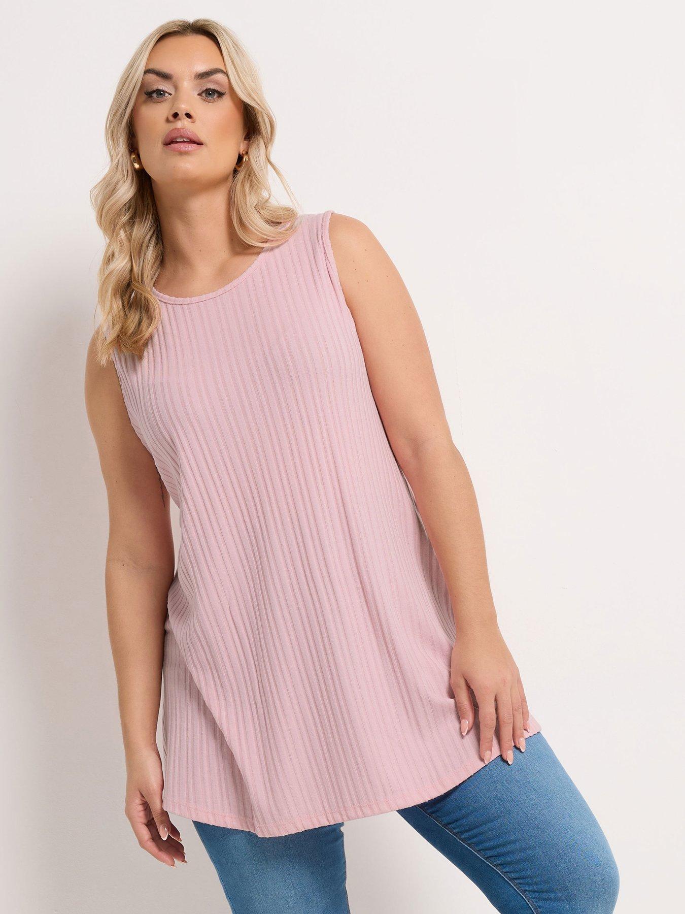 Image 1 of 4 of Yours Curve Rib Soft Touch Vest - Pink