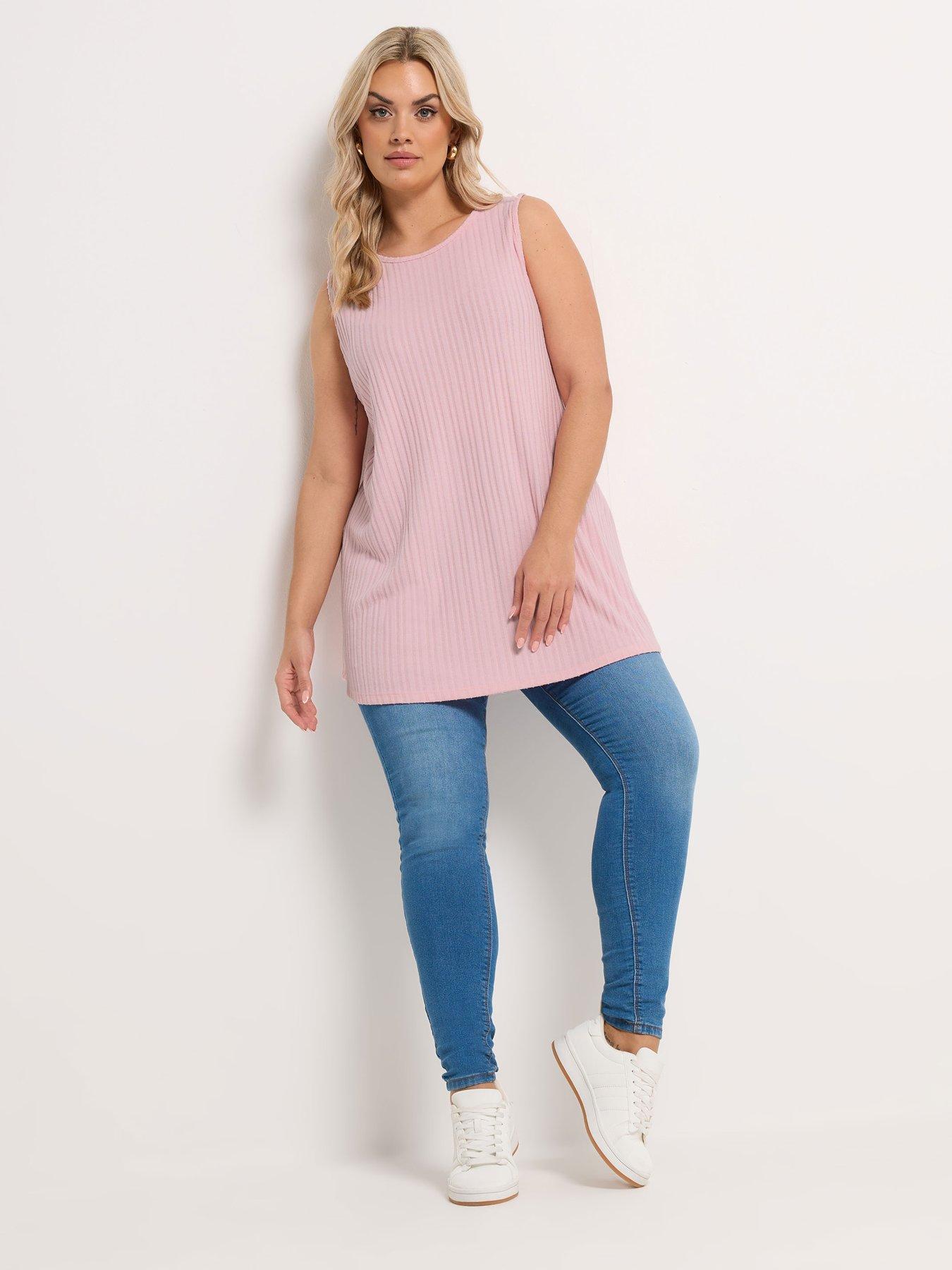 Image 3 of 4 of Yours Curve Rib Soft Touch Vest - Pink