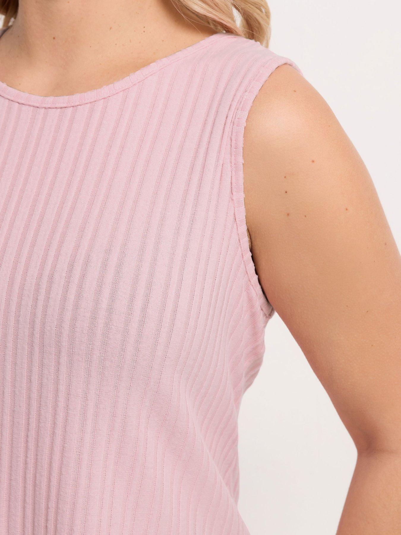 Image 4 of 4 of Yours Curve Rib Soft Touch Vest - Pink