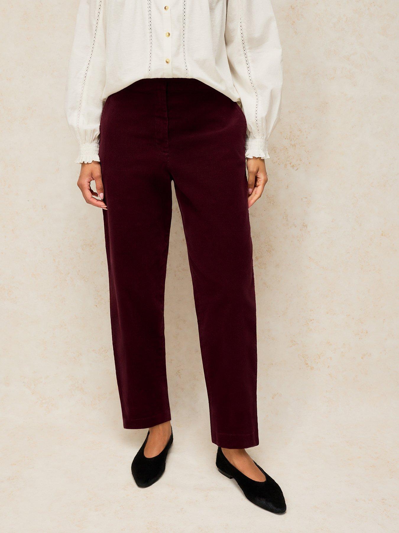 Image 1 of 5 of White Stuff Womens Illy Stretch Cord Cropped Trousers - Purple