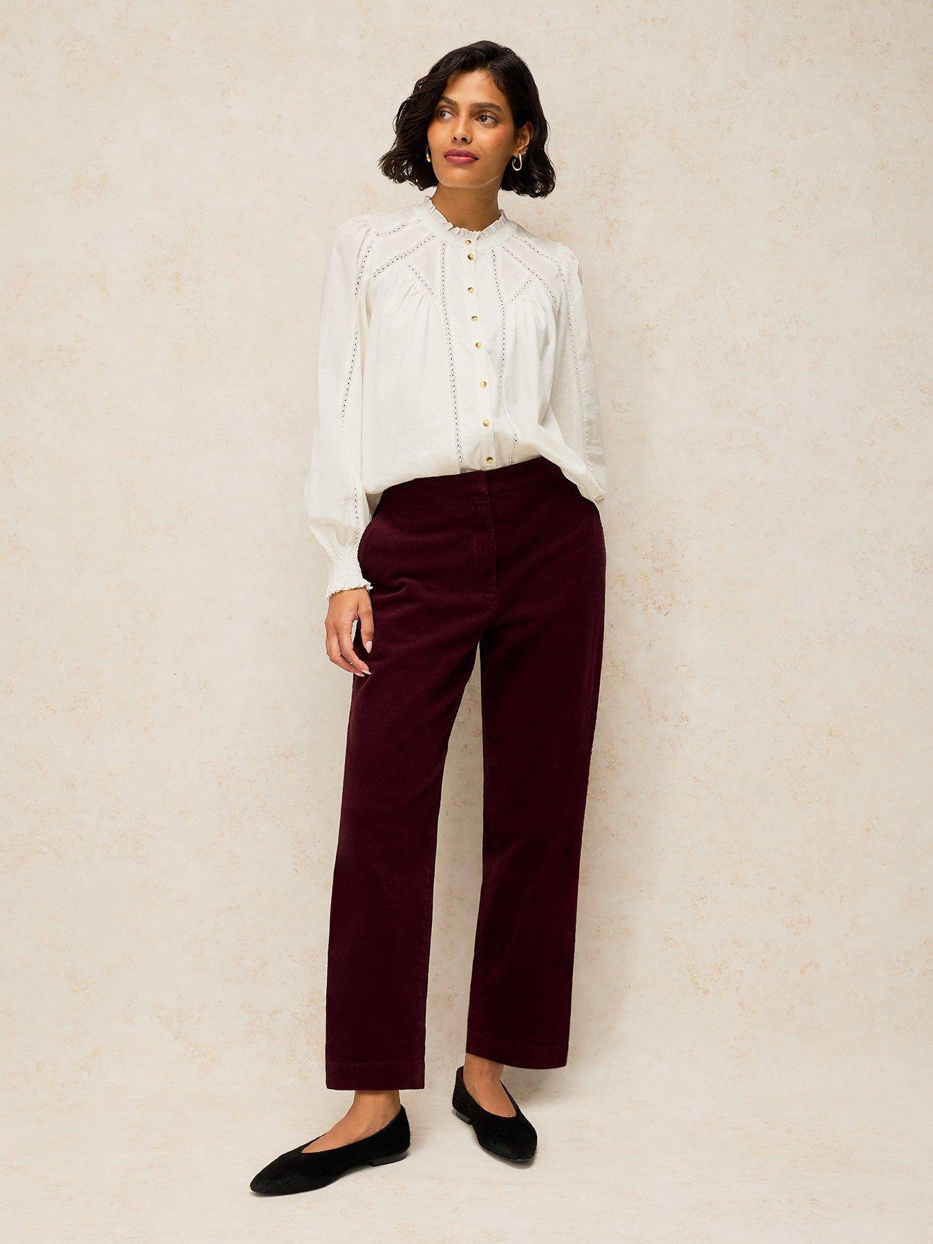 Image 3 of 5 of White Stuff Womens Illy Stretch Cord Cropped Trousers - Purple