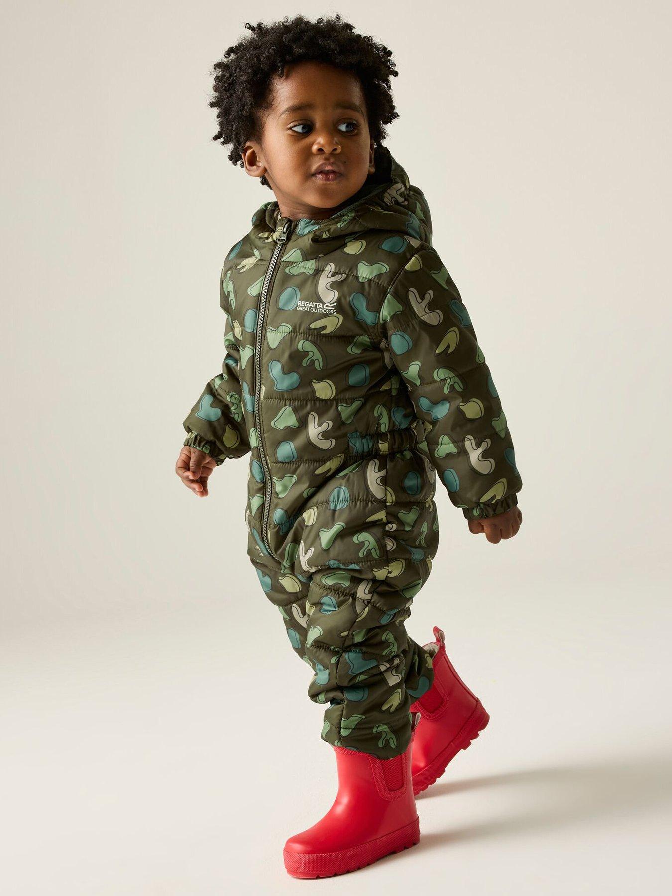 Regatta Kids' Penrose Insulated Suit Dark Khaki Splodge Print Medium - Image 4