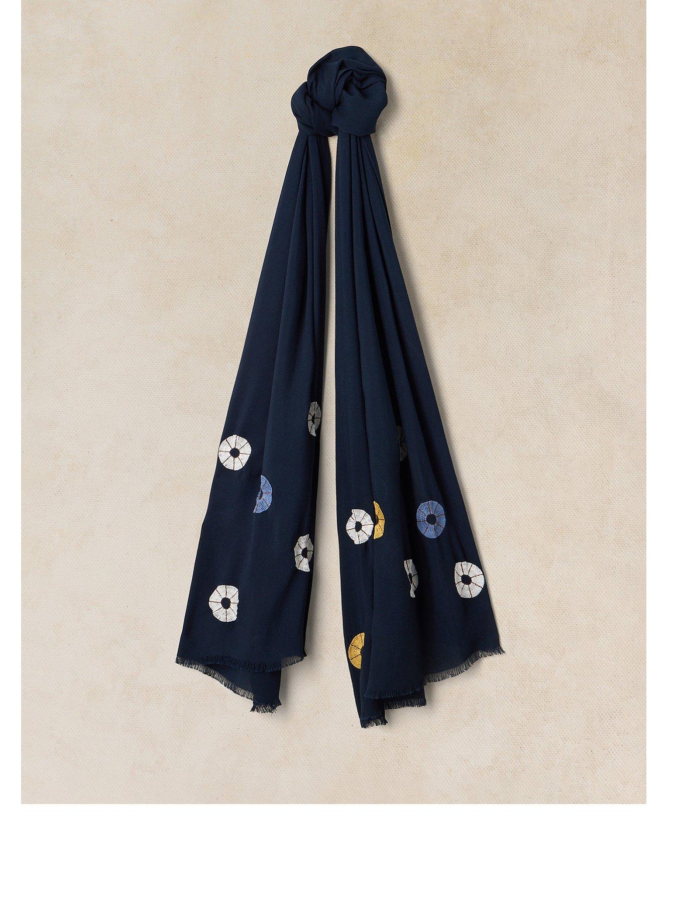 White Stuff Fringed Scarf - Blue