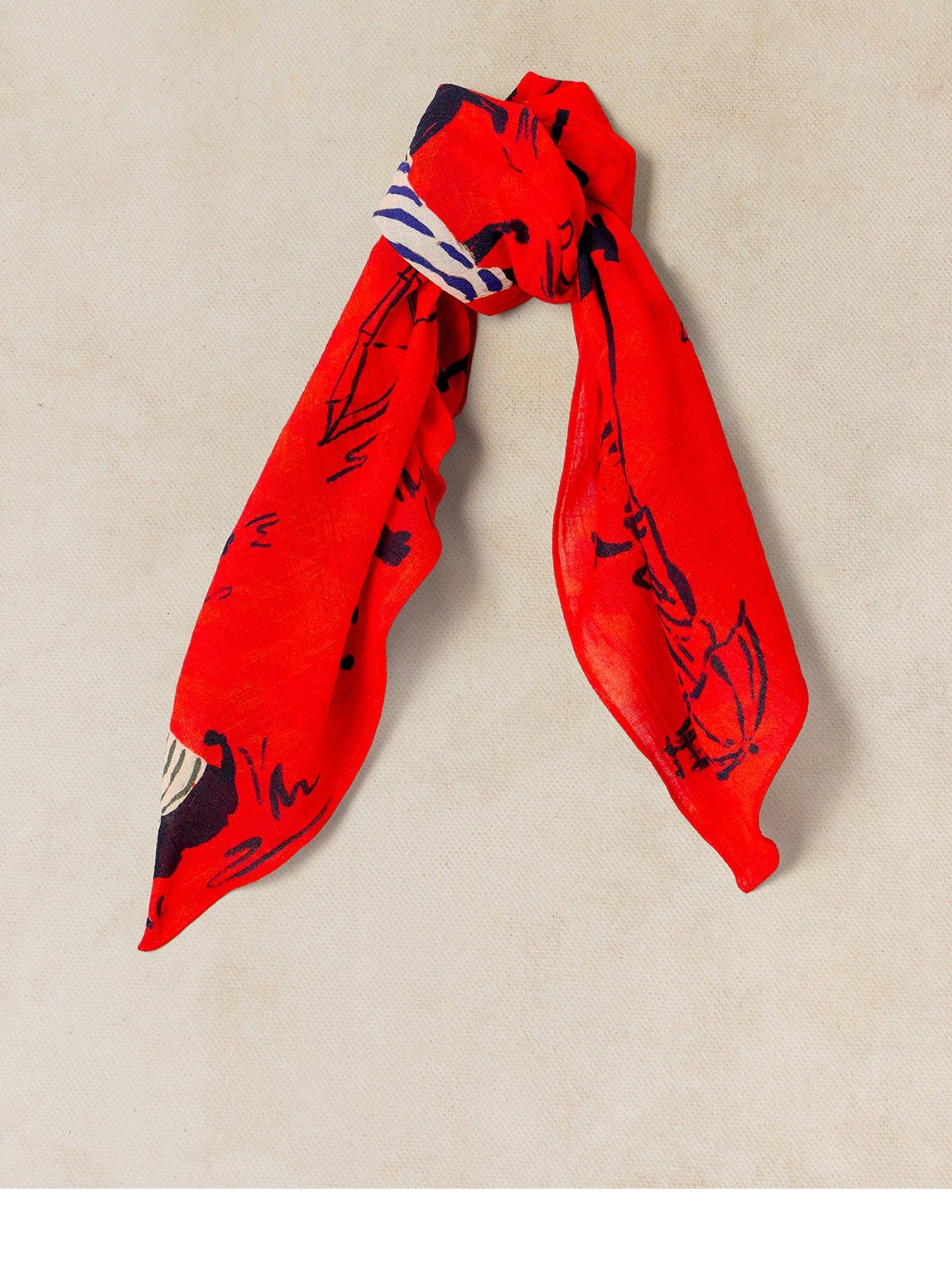White Stuff Emily Square Printed Scarf - Red