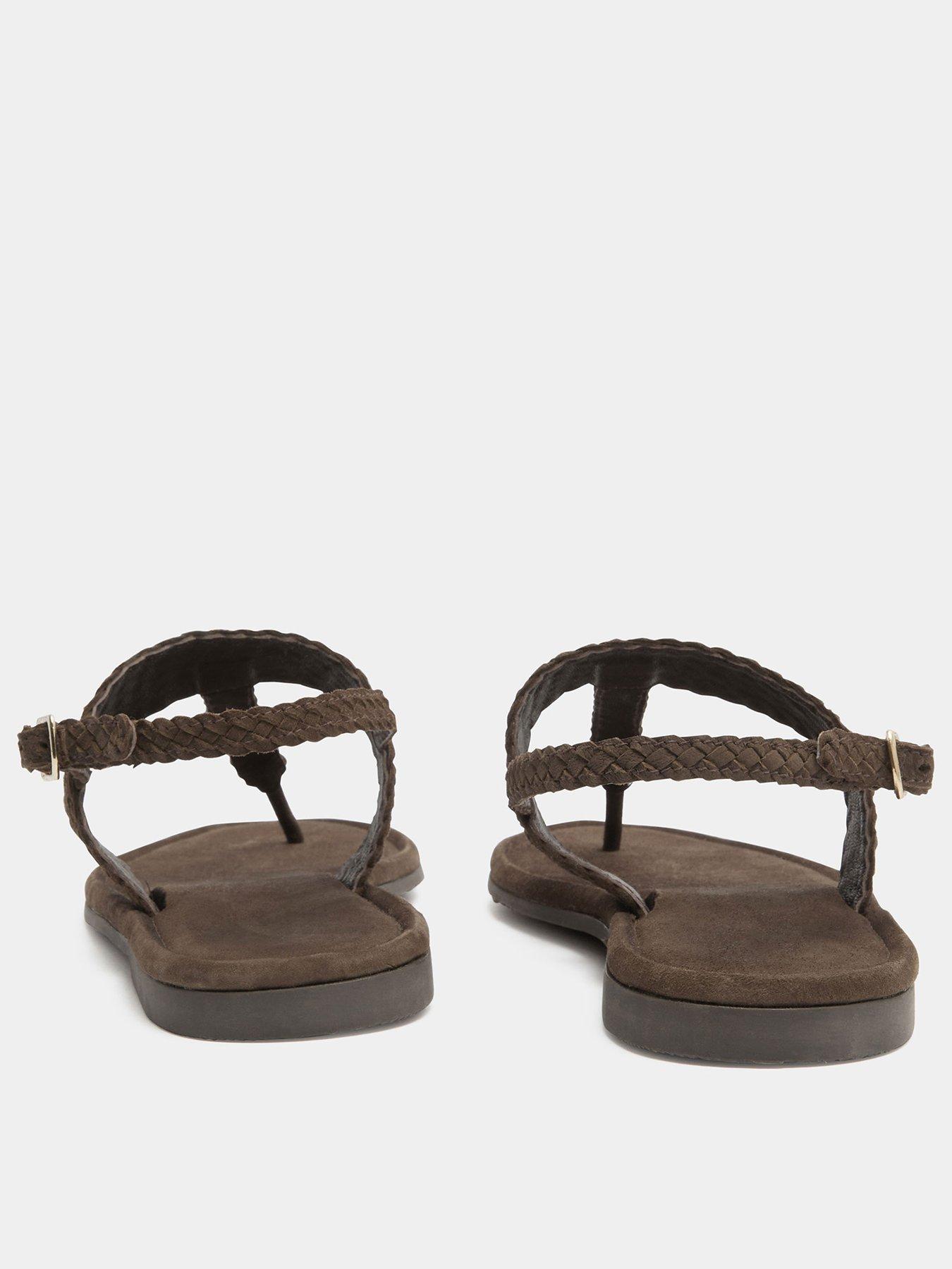 Yours Woven Toe Post Sandals In Extra EEE Wide Fit - Brown | Very